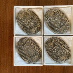 Set Of 4 Limited Edition Civil War Battles Belt Buckles