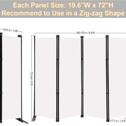 10 Panel Room Divider Screen 6Ft Tall Foldable Privacy Dividers Indoor Wall Partition Room Separator White