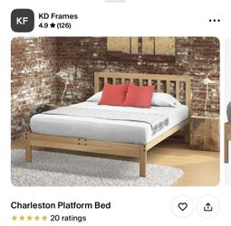 Solid Wood Queen Platform Bed And Headboard 