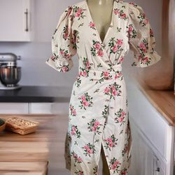 Happy nature dress size Pink and white floral midi dress with tie waist #floraldress size X-Small new 