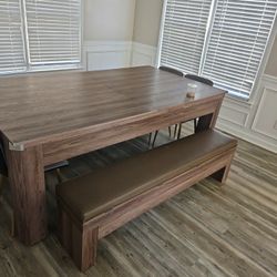 Pool Table Dining Table And 2 Benches