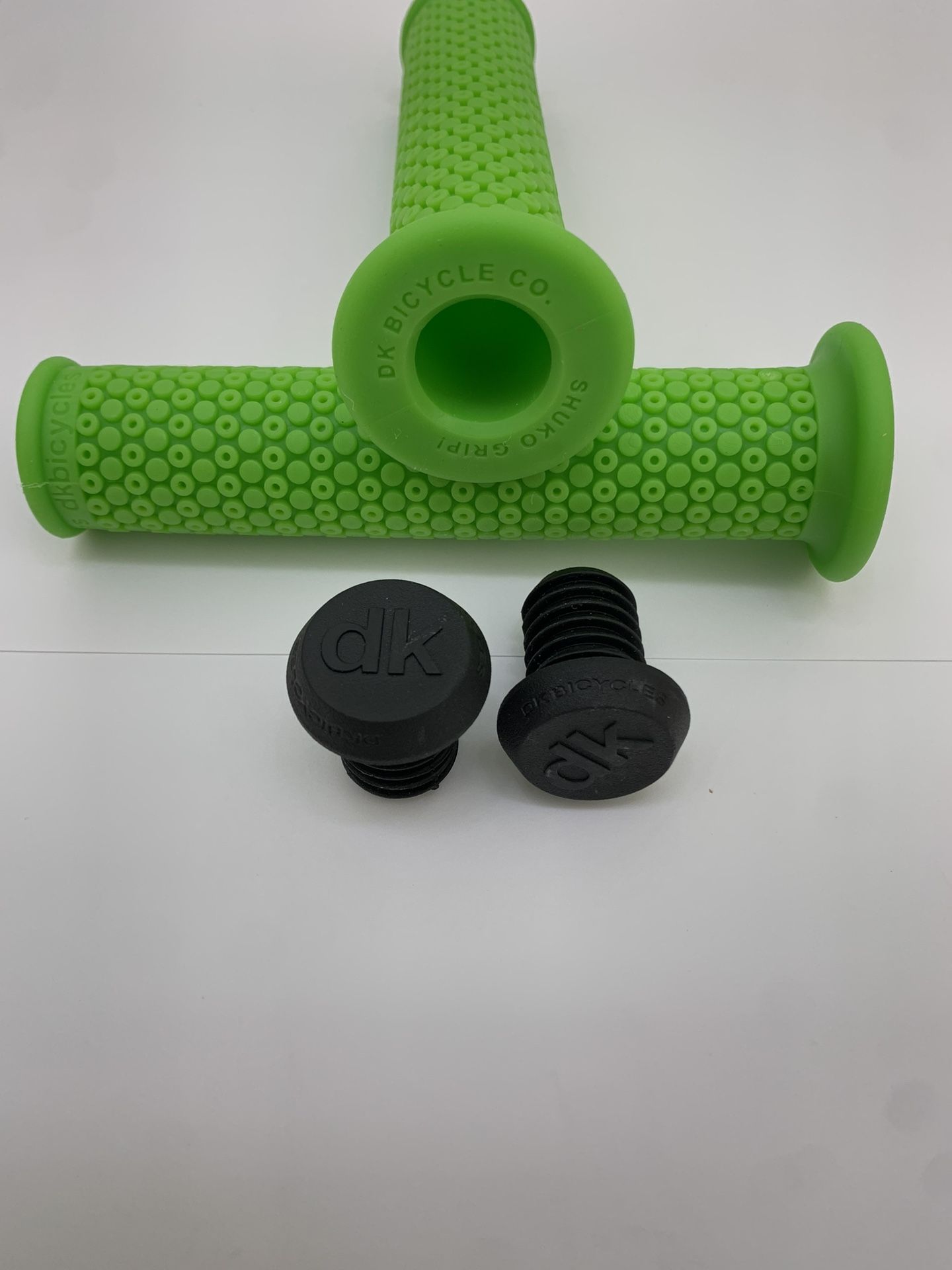 Green Dk Brand Long Bike Grips With End Caps