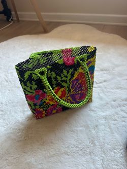 Handmade Beaded Floral Art Bag – Multicolor Statement Handbag