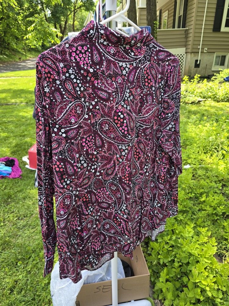 Jessica London Floral Paisley Buttoned Dress Shirt