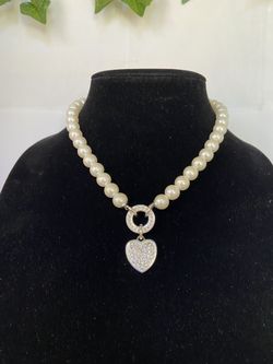 Vintage Pearls With Crystal Heart 