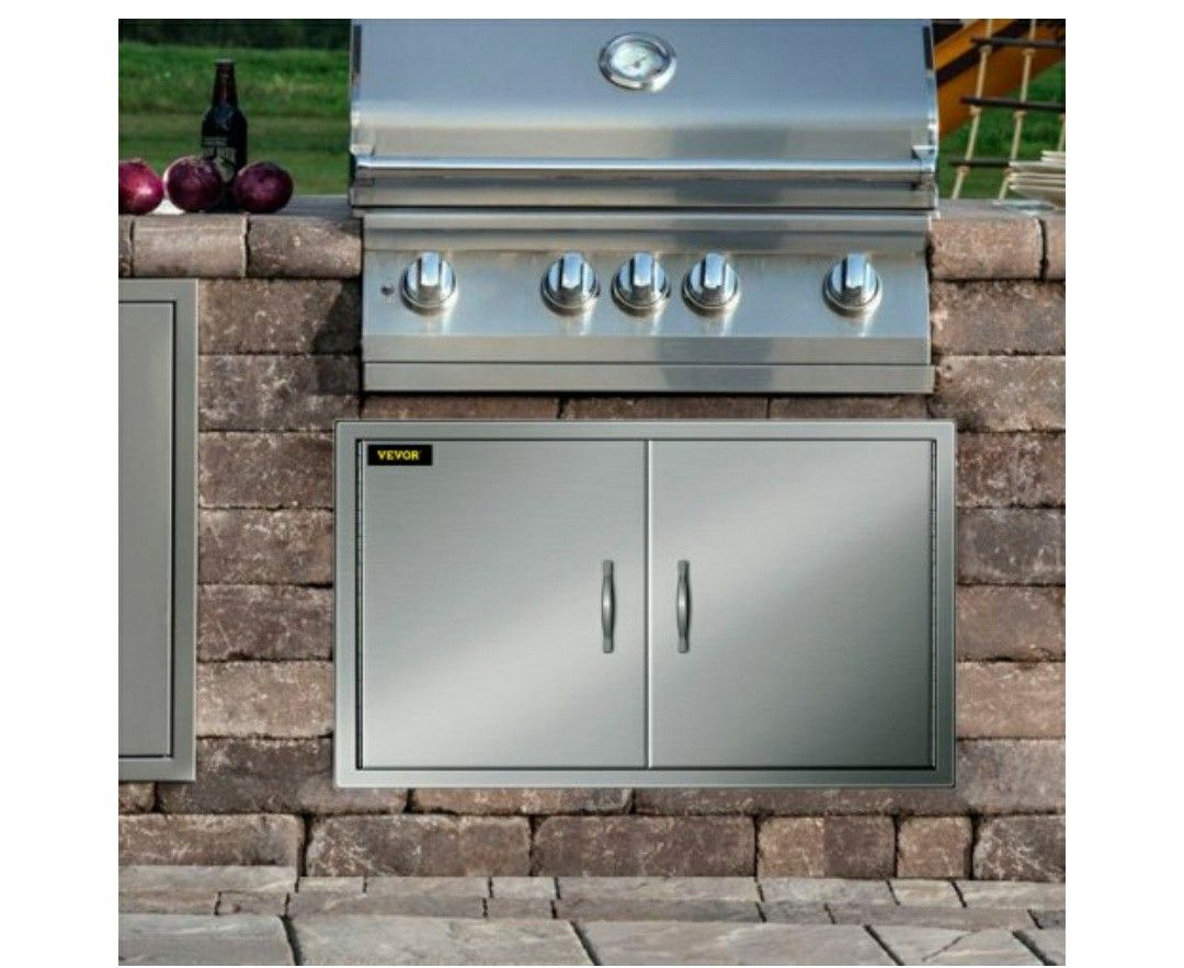 BBQ Access Door 39W x 26H Inch Double BBQ Door Stainless Steel Outdoor Kitchen Doors