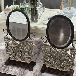 2 Vintage Table Stand Alone Mirror