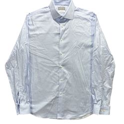 Michael Kors Blue Slim Fit Airsoft Stretch Button Up Long Sleeve Size: L