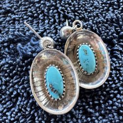 Turquoise And Silver Earrings 