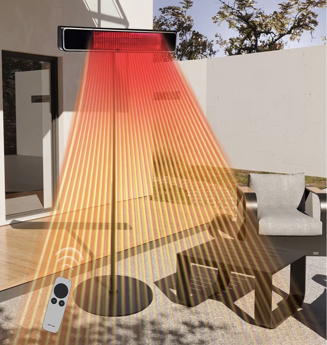 EAST OAK Electric Heater, Standing Indoor Outdoor Heaters for Patio with Nanocrystal Glass-ceramic 1500W, Fast Heat Waterproof & Dustproof, 3 Heat Set