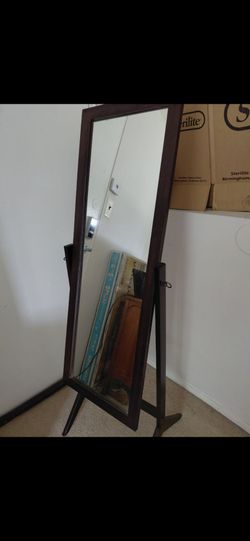 Wood floor mirror if listed its still available No Delivery 17x56 tilting