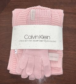 CALVIN KLEIN 3-piece Hat, Scarf & Touch Gloves Set