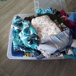 Small Tote Of Fabric Scraps 