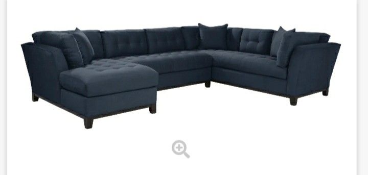Metropolis Sapphire Cindy Crawford Left Arm Chaise 3 Piece Microfiber Sectional.