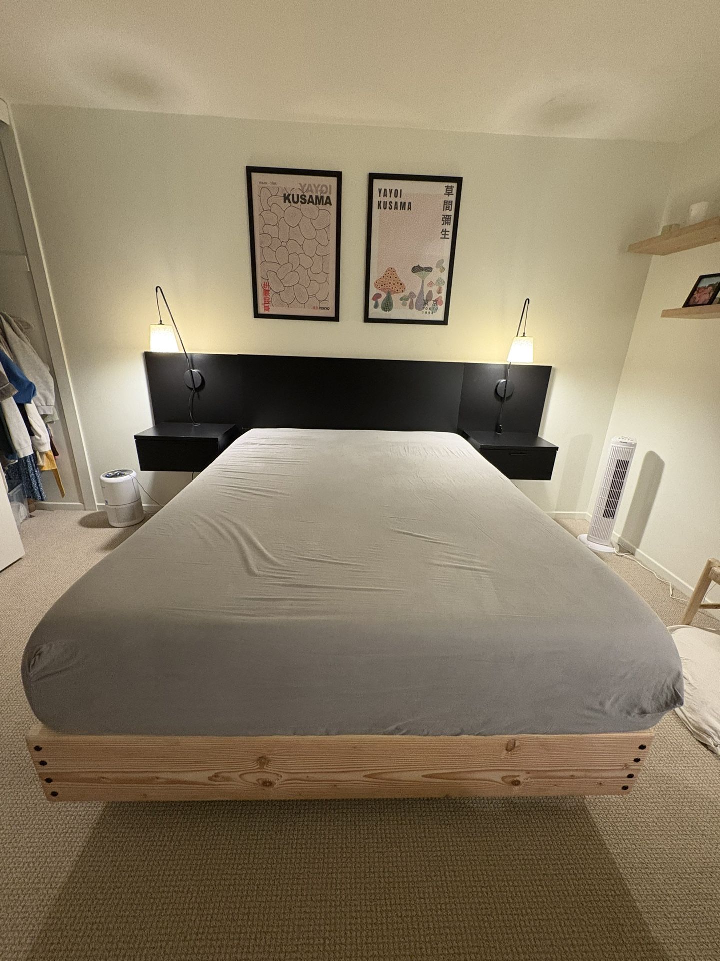 Queen Bed Frame And Headboard With Nightstand Set