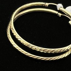 $700 Diamond Cut Yellow Gold Hoops