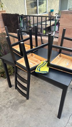 Black wooden square table