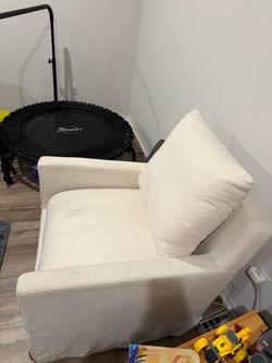 White Fabric Accent Chair
