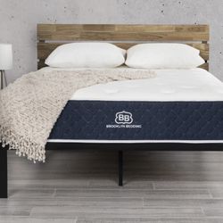 BARELY USED | Brooklyn Bedding Standard 12" Queen Medium Hybrid Mattress with Cooling Cover