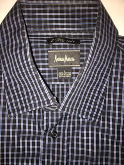 Neiman Marcus 2ply 100 dress shirt black/blu L