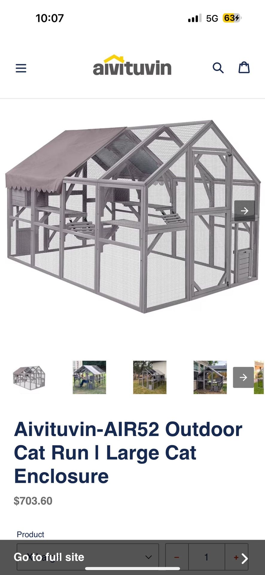 Aivituvin Cat Run Large Cat Enclosure Wooden Cat Catio Outdoor Kitty House with Bridges, Walks, Small Houses, Roof Cover 110 Inch