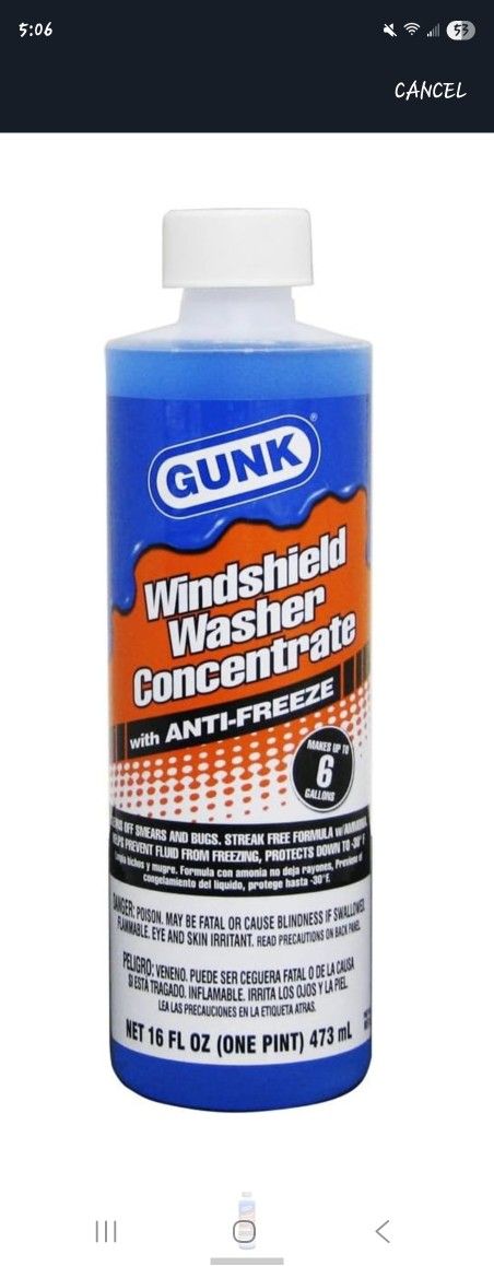 Gunk Windshield Washer Concentrate With Anti-Freeze