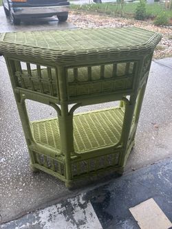 lime green vintage wicker table