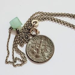925 Sterling Silver 16" Necklace Chrysoprases 