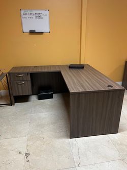 L-Shaped Office Desk with Drawers