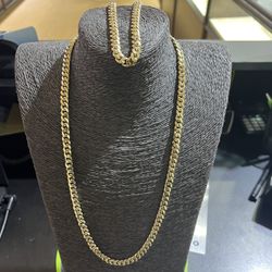 10k Gold SOLID Miami Cuban Chain And Bracelet Combo Deal For A Good Price!!