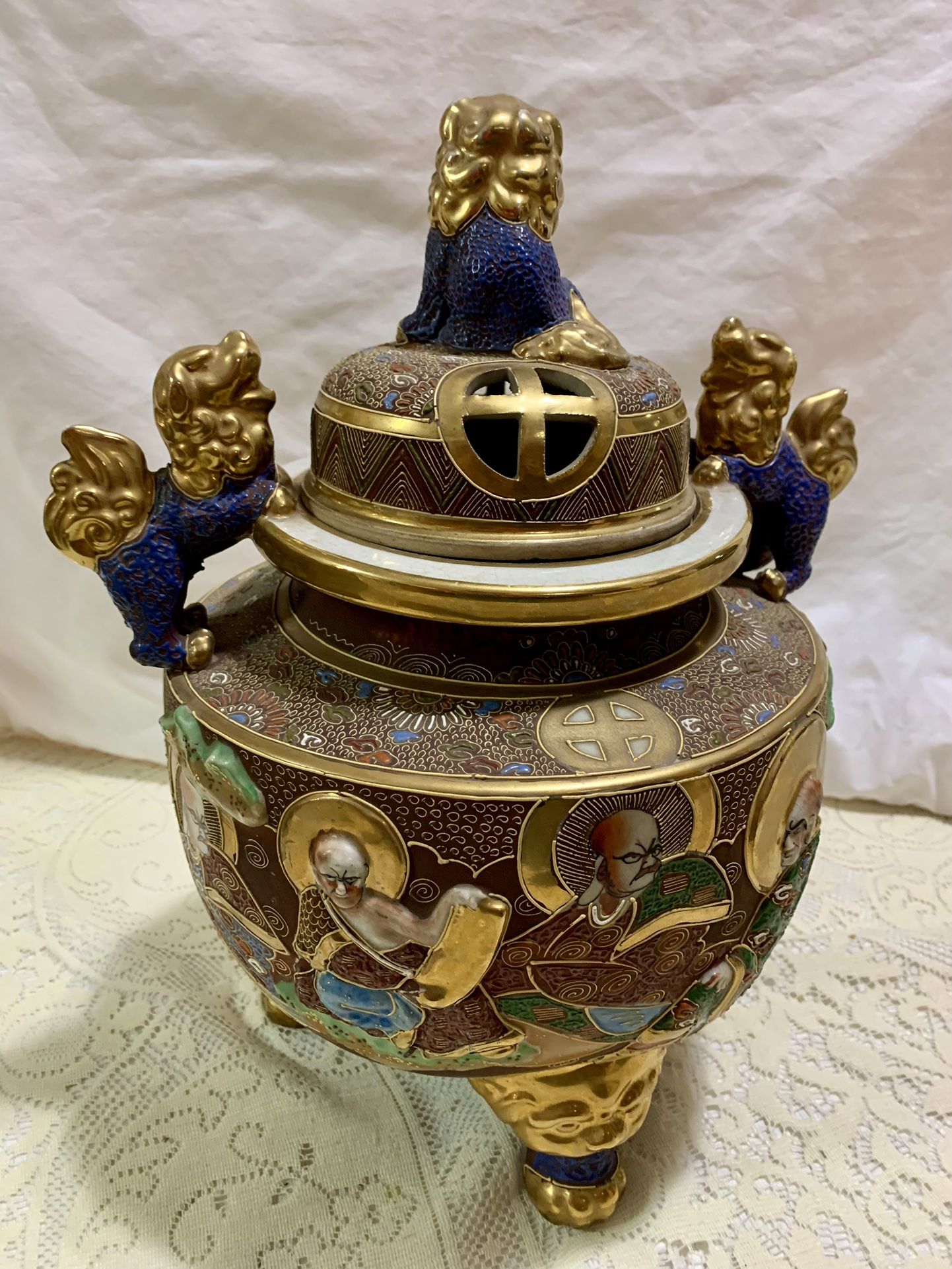 Antique JAPANESE SATSUMA KORO Incense Censer