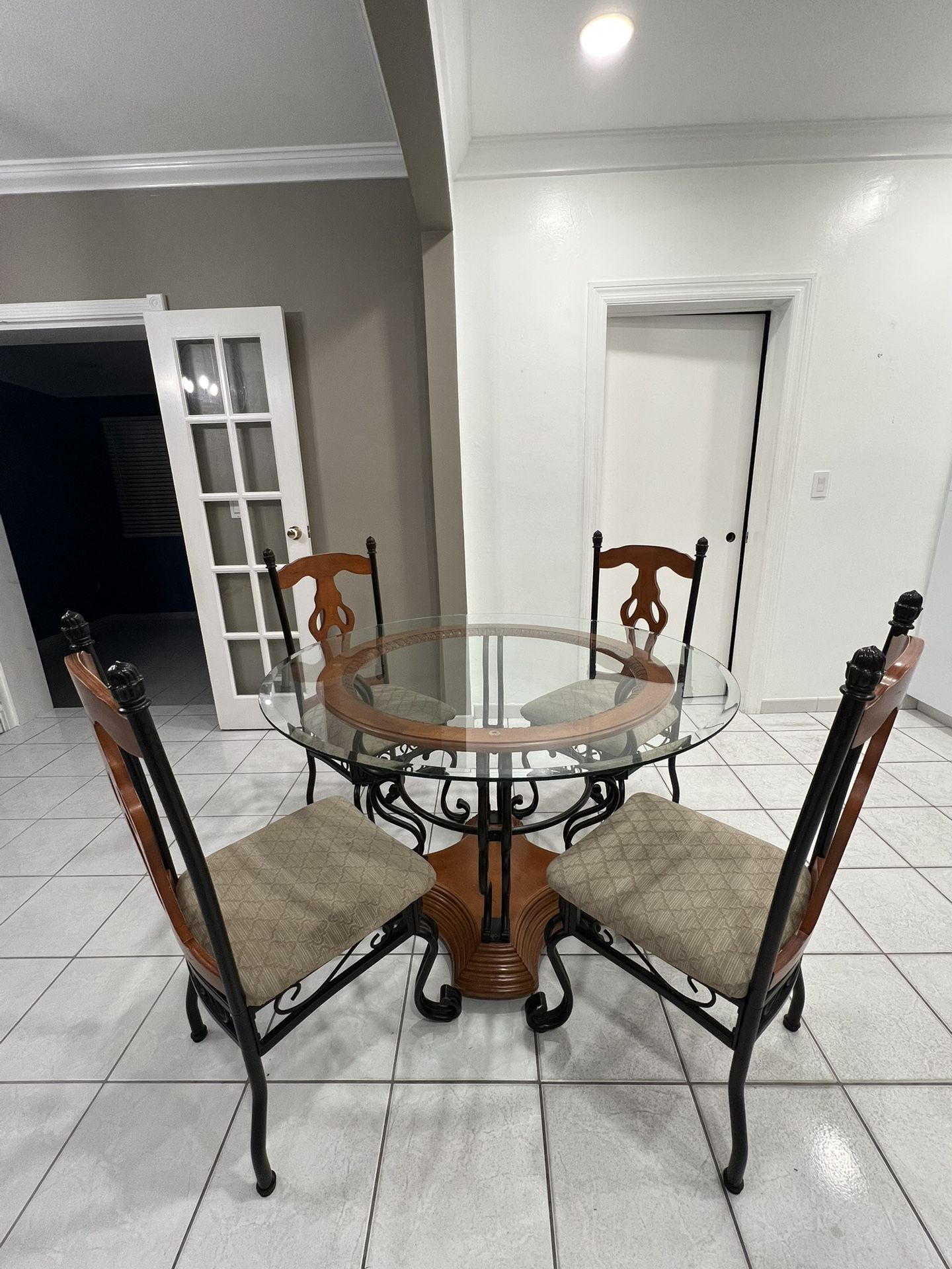 Glass Dining Table with 4 Chairs