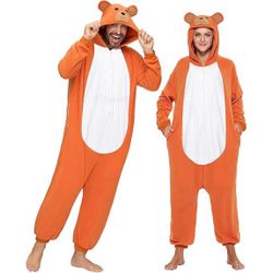 Adult Costume Unisex Bear Hooded Jumpsuit Sz XL Halloween Worn 1 time Clean Machine Washable 