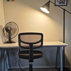 Study Setup Height Adjustable Table , Rolling Chair, Light, Fan 