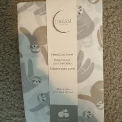 Dream Collection Fitted Crib Sheet with Sloth Design