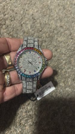 Iced Out Rainbow Bezel Watch