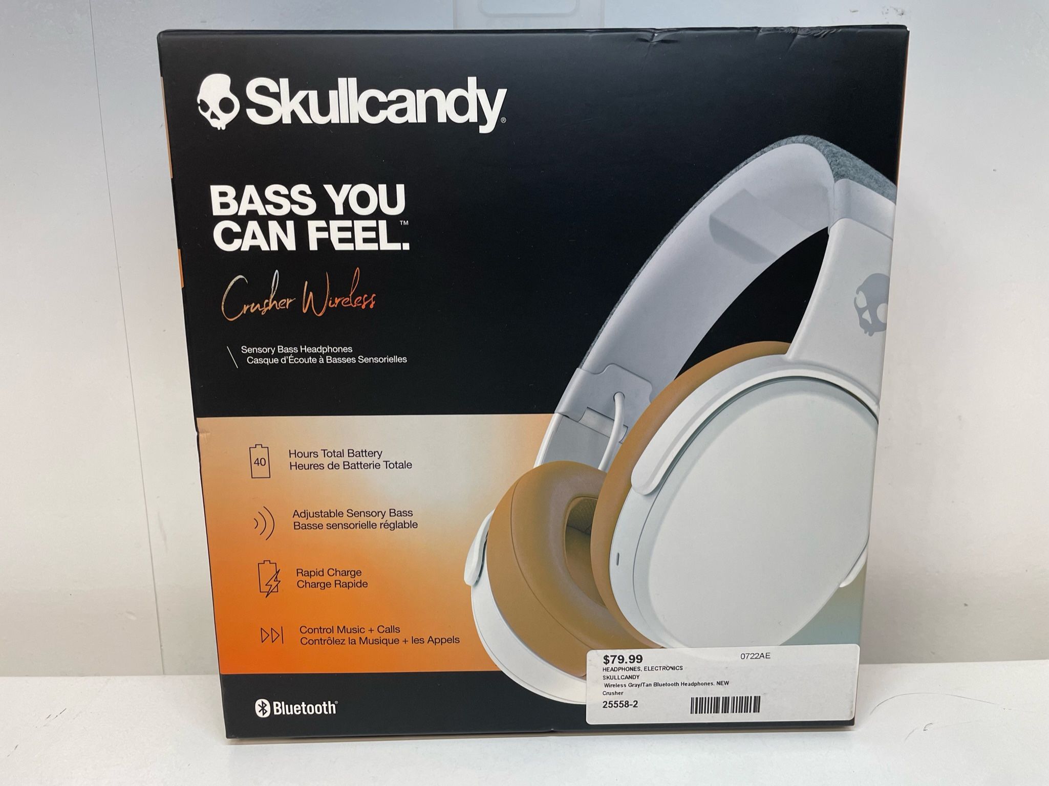 Skullcandy Crusher Wireless Bluetooth Over Ear Headphones Gray/Tan