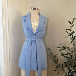 Blue Sleeveless Blazer