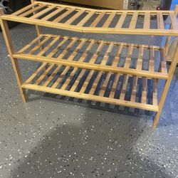 Wooden Shoe Rack With 2 Shelves 