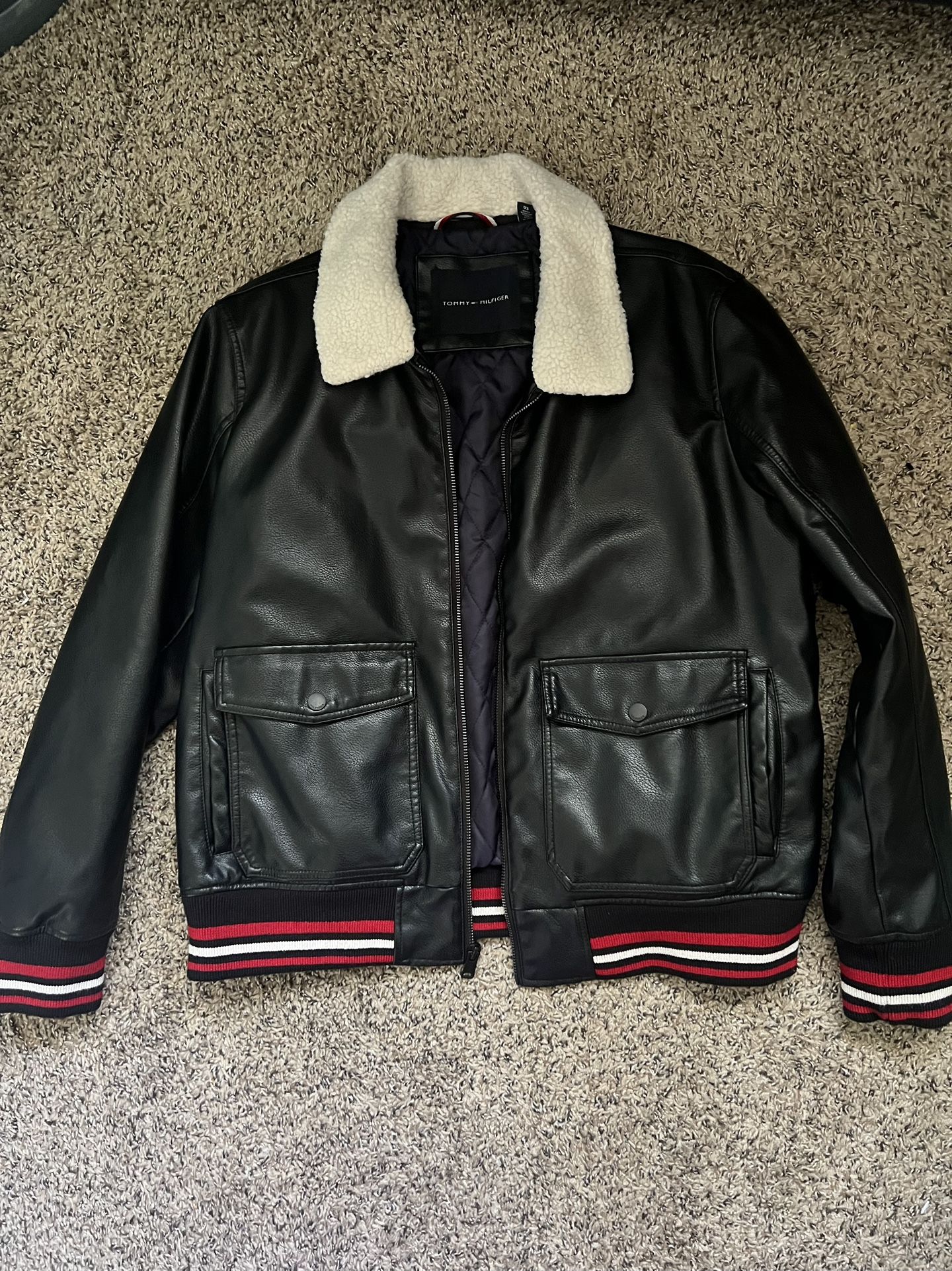 Tommy Hilfiger Leather Flight Jacket - Men | Color: Black | Size: XL