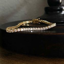 14k Gold Plated Bracelet Moissanite diamonds