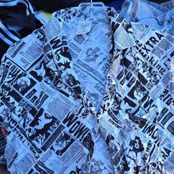 SELF ESTEEM L GRAPHIC BUTTON UP | NEWSPAPER BUTTON UP | SIZE: L