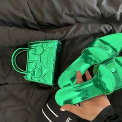 Green SHIEN purse and Shoes