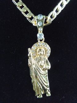 14k Gold filled diamond cut cuban with St Jude