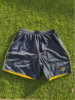 Vintage Nike Navy Blue & Yellow Mesh Athletic Shorts Size XL/ Size M