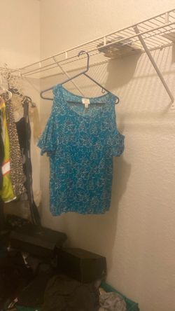 Teal Cold-Shoulder Floral Print Top
