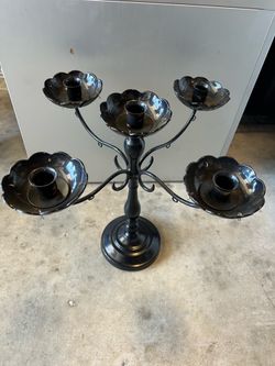 15-inch black metal candelabra