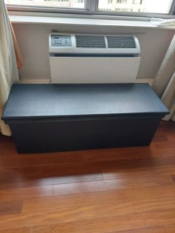 Black ottoman storage, bench. Size: 44X17X15