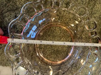 Vintage pale, pink, clear glass cookie plate