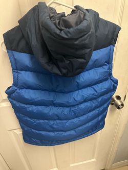 Blue and Navy Hooded Puffer Vest